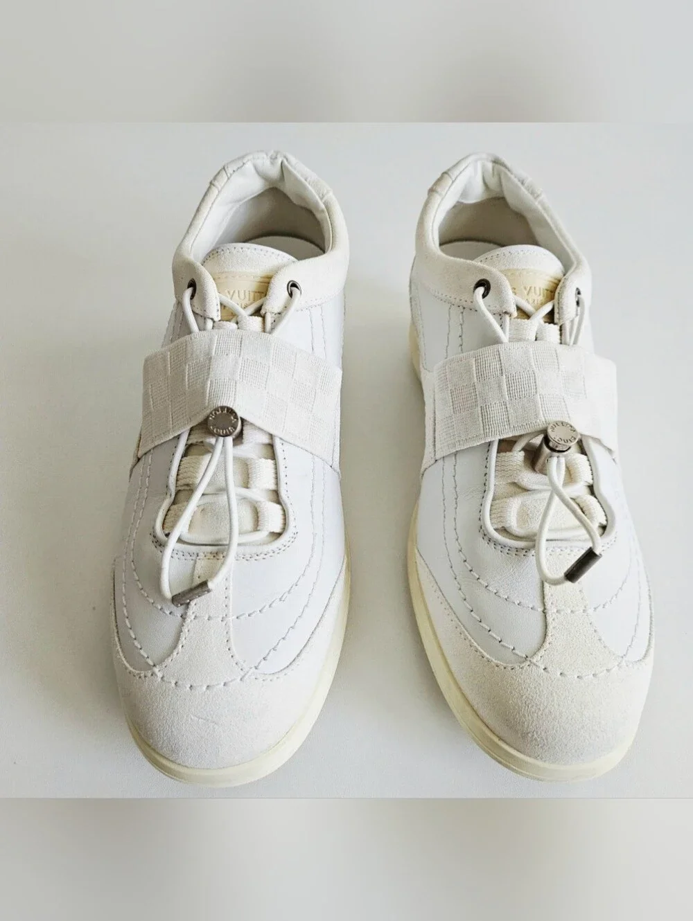 Louis Vuitton White Damier Leather Sneakers